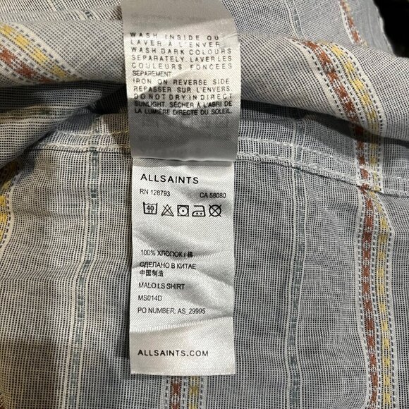 ALL SAINTS ALLSAINTS Long Sleeve Button Up Men's Shirt - Southwestern Stripe XXL - Picture 11 of 11